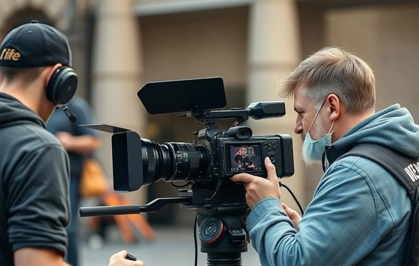 camera crew filming professional image